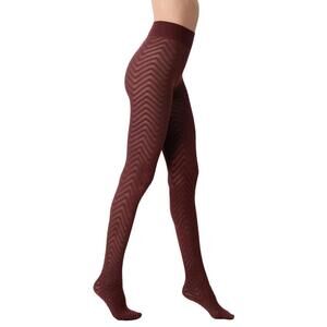 New Women's OROBLU Chevron Tights Sangria 60 Size S /M